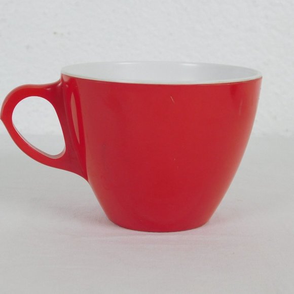 Royalon Melamine Melmac Red White Coffee Tea Cup #304 USA Set of 2 Vintage FLAW - Picture 8 of 12